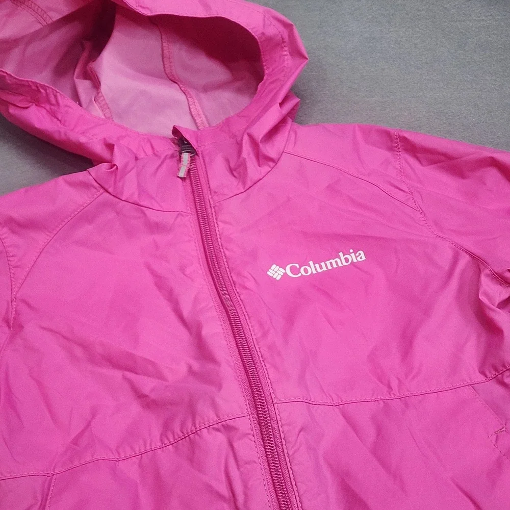 Columbia Windbreaker Jacket Pink Hooded Full Zip Kids XXS 4/5